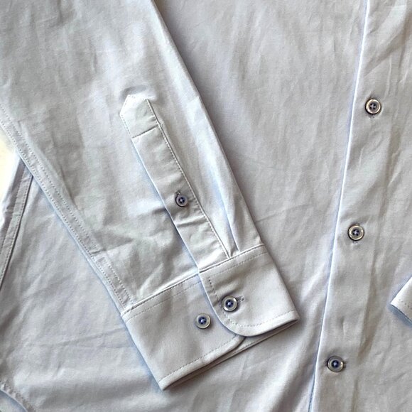 DSTRCT & Row Slim Fit Dress Shirt Men's Large L Ice Blue Stitch Fix NWT - Picture 4 of 7